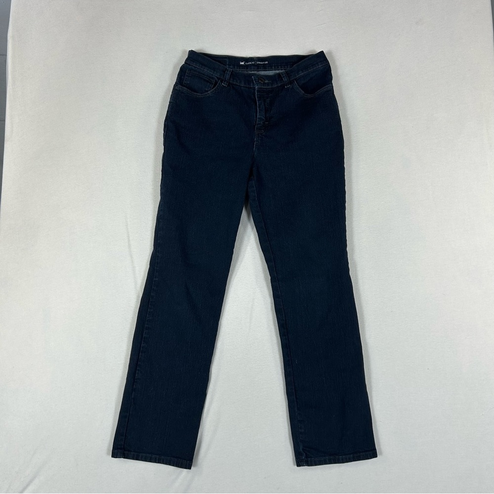 Lee Classic Fit Straight Leg Jeans Women’s 6 Short Mid Rise Blue Denim Stretch